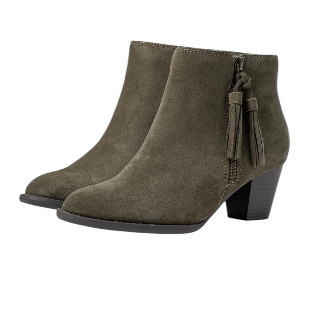 Vionic Waterproof Madeline Greige Suede Ankle Boot Bootie with Tassel Size 11